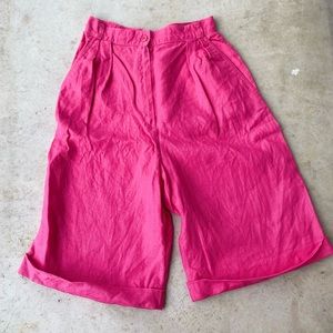 Vintage Fuscia Elliot Lauren Linen Bermuda Shorts